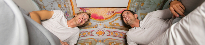 Two passengers in their couchettes onboard a Nightjet train in Austria