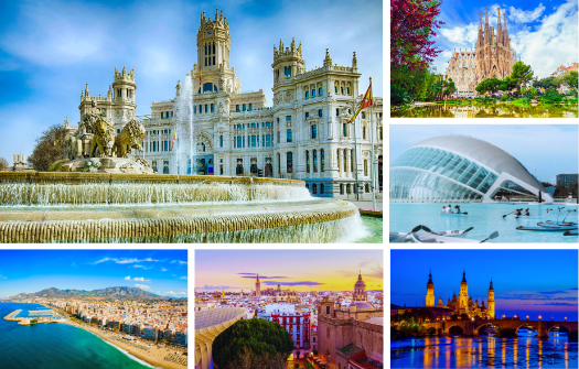 Spanish cities served by iryo, including Madrid, Barcelona, Valencia, Zaragoza, Seville and Malaga